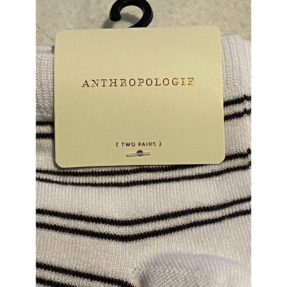 Anthropologie Womens Striped Socks 2-Pack Grey & White Polyester & Cotton Blend - Picture 7 of 7